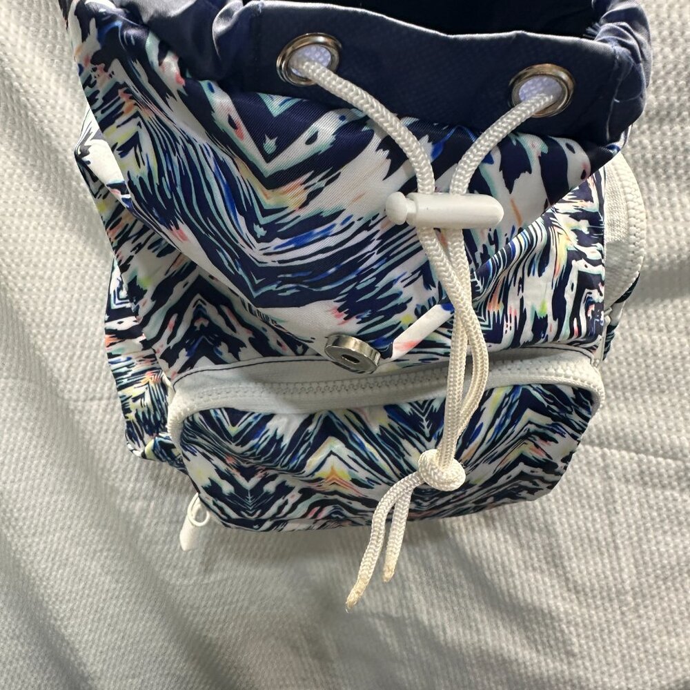 Vibrant Abstract Print Mini Backpack - Drawstring & Flap Closure - Picture 7 of 8